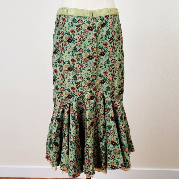 Free People Floral Wale corduroy High waist skirt with Ruffle and Lace . Size 6 - Picture 3 of 7